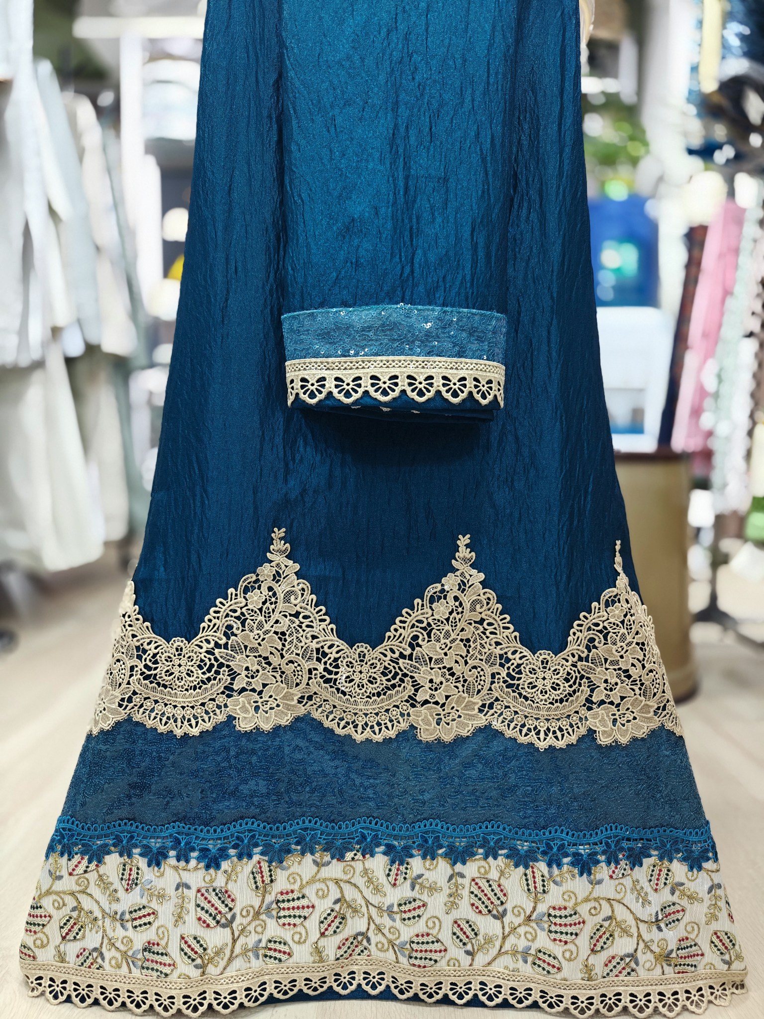  Teal Crush Fabric Partywear Rida